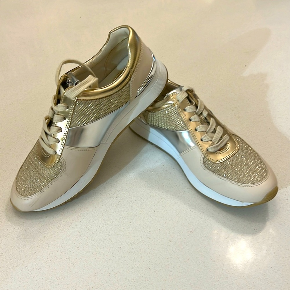 Michael Kors Gold/Silver/Cream 8.5 Sneakers - Picture 6 of 7
